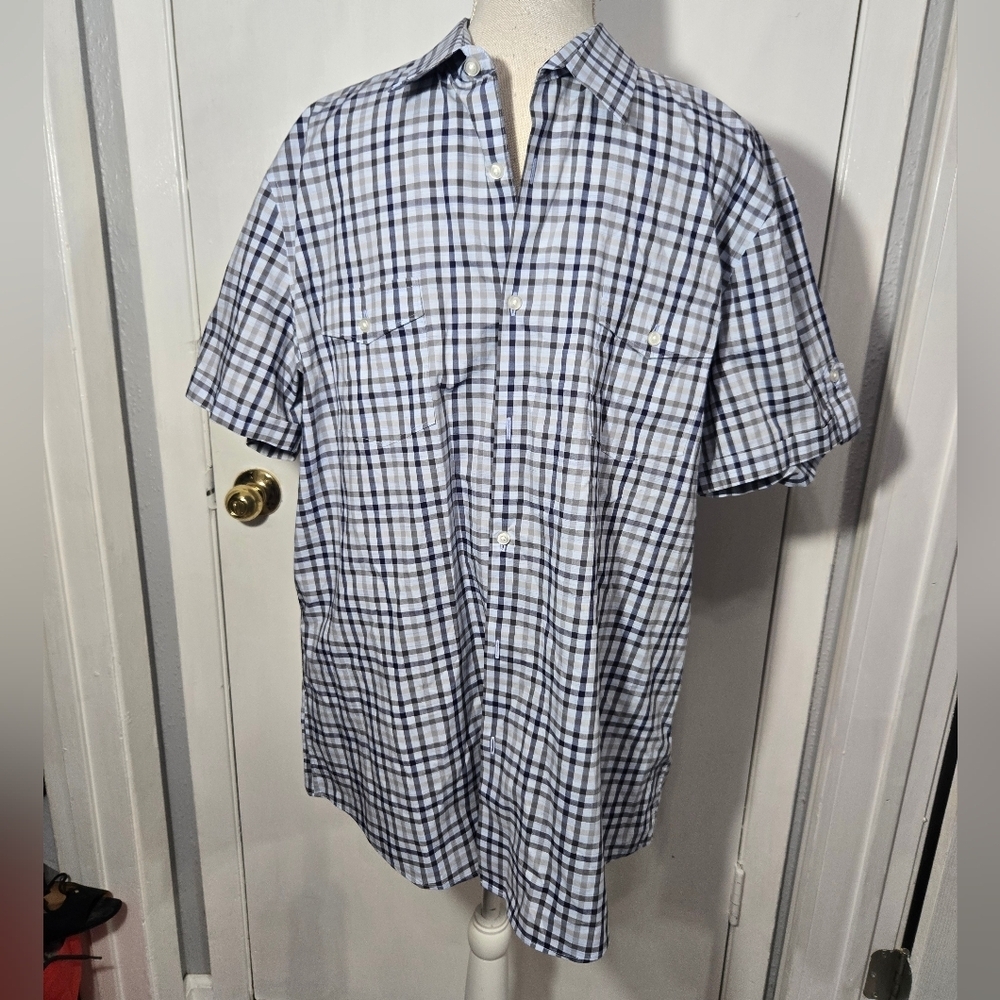 Calibrate Slim Fit Plaid Button Up Shirt Sz XL